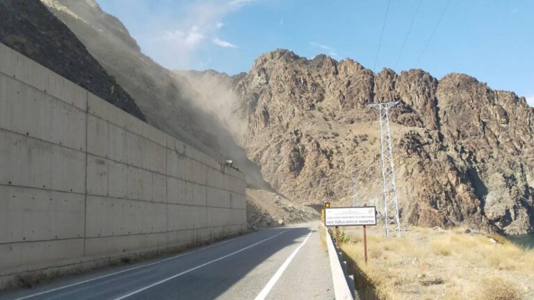 Artvin’de heyelan yaşanan kara yolunda temizlik çalışmaları sürüyor